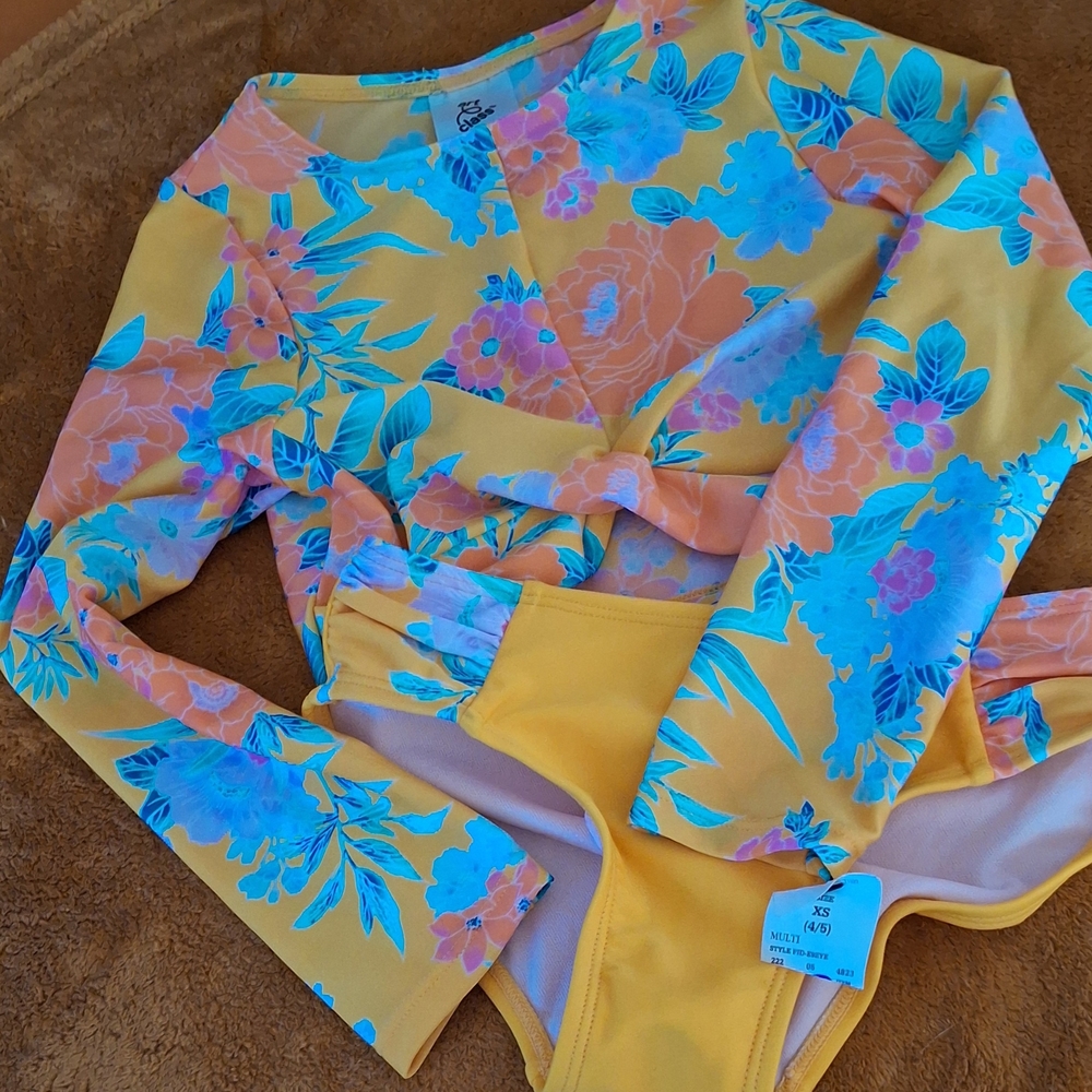 Colorful Floral Long Sleeve Swimsuit